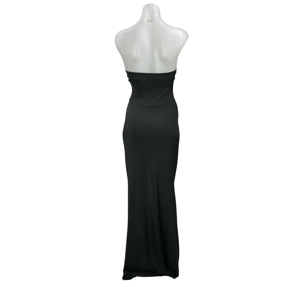 NEW Meshki Black Strapless Bandeau Tube Drape Sheath Prom Maxi Dress Size S - Picture 3 of 4